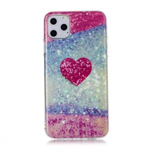 For iPhone 11 Pro Coloured Drawing Pattern IMD Workmanship Soft TPU Protective Case(Red Heart)