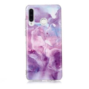 For Huawei P30 Lite Coloured Drawing Pattern IMD Workmanship Soft TPU Protective Case(Purple Star)