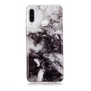 For Huawei P30 Lite Coloured Drawing Pattern IMD Workmanship Soft TPU Protective Case(Black White)