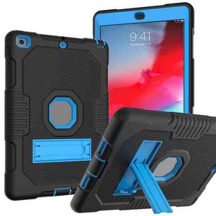 Contrast Color Robot Shockproof Silicone + PC Protective Case with Holder For iPad 9.7 (2017/2018)(Black Blue)