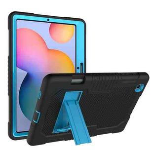 Contrast Color Robot Shockproof Silicone + PC Protective Case with Holder For Samsung Galaxy Tab S6 Lite P610(Black Blue)