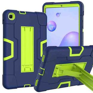 For Samsung Galaxy Tab A 8.4 (2020) T307 Contrast Color Robot Shockproof Silicon + PC Protective Case with Holder(Navy Blue + Yellow-green)