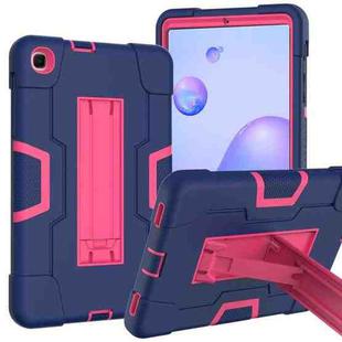 For Samsung Galaxy Tab A 8.4 (2020) T307 Contrast Color Robot Shockproof Silicon + PC Protective Case with Holder(Navy Blue + Rose Red)