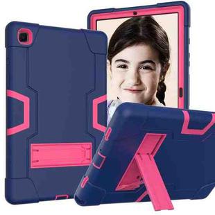 For Samsung Galaxy Tab A7 10.4 (2020) T500 Contrast Color Robot Shockproof Silicon + PC Protective Case with Holder(Navy Blue + Rose Red)