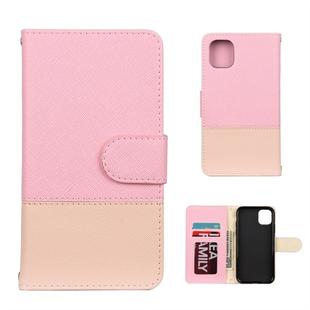 For iPhone 11 Pro Splicing Color Horizontal Flip Leather Case with Holder & Photo Frame & Card Slots & Wallet(Pink)