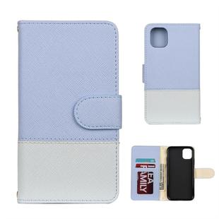 For iPhone 11 Pro Splicing Color Horizontal Flip Leather Case with Holder & Photo Frame & Card Slots & Wallet(Light Blue)