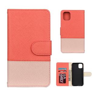 For iPhone 11 Splicing Color Horizontal Flip Leather Case with Holder & Photo Frame & Card Slots & Wallet(Rose Red)