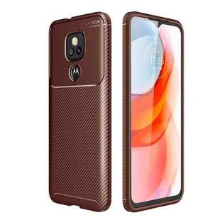 For Motorola Moto G Play (2021) Carbon Fiber Texture Shockproof TPU Case(Brown)