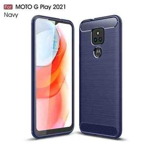 For Motorola Moto G Play (2021) Brushed Texture Carbon Fiber TPU Case(Navy Blue)