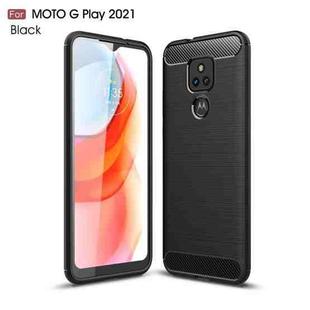 For Motorola Moto G Play (2021) Brushed Texture Carbon Fiber TPU Case(Black)