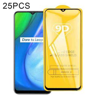 For OPPO Realme Q2i 25 PCS 9D Full Glue Full Screen Tempered Glass Film