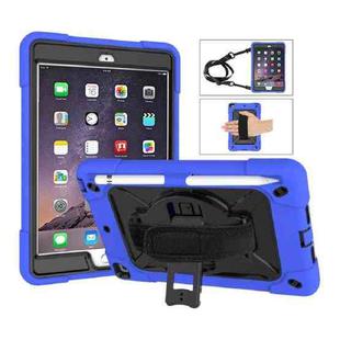 Contrast Color Silicone + PC Combination Case with Holder For iPad mini 3(Dark Blue + Black)