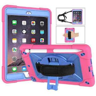 Contrast Color Silicone + PC Combination Case with Holder For iPad mini 3(Rose Red + Blue)