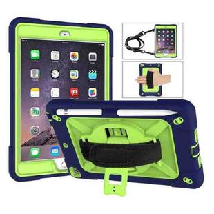 Contrast Color Silicone + PC Combination Case with Holder For iPad mini 3(Navy Blue + Yellow-green)