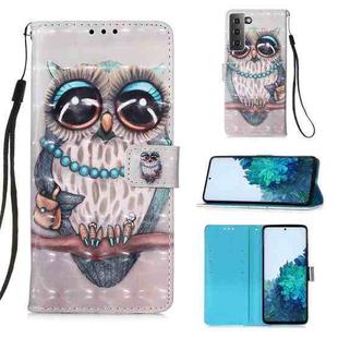 For Samsung Galaxy 21 5G 3D Painting Horizontal Flip Leather Case with Holder & Card Slot & Wallet & Lanyard(Cute Owl)