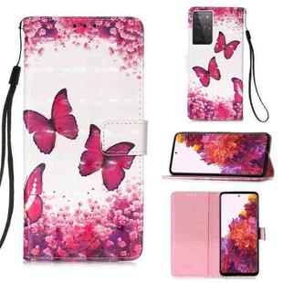 For Samsung Galaxy 21 Ultra 5G 3D Painting Horizontal Flip Leather Case with Holder & Card Slot & Wallet & Lanyard(Rose Butterfly)