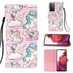For Samsung Galaxy 21 Ultra 5G 3D Painting Horizontal Flip Leather Case with Holder & Card Slot & Wallet & Lanyard(Pink Pony)