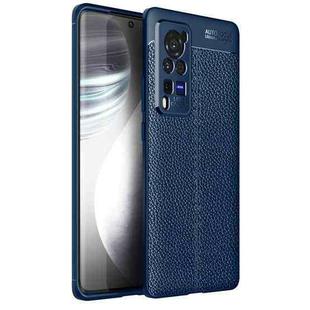 For Vivo X60 Pro Litchi Texture TPU Shockproof Case(Blue)