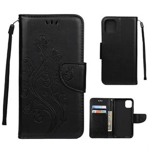 For iPhone 11 Pro Butterfly Flower Pattern Horizontal Flip Leather Case with Holder & Card Slots & Wallet(Black)