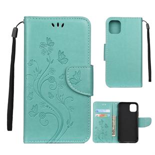For iPhone 11 Butterfly Flower Pattern Horizontal Flip Leather Case with Holder & Card Slots & Wallet(Green)