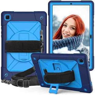 For Samsung Galaxy Tab A7 10.4 (2020) T500 Contrast Color Silicone + PC Combination Case with Holder(Navy Blue + Blue)