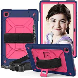 For Samsung Galaxy Tab A7 10.4 (2020) T500 Contrast Color Silicone + PC Combination Case with Holder(Navy Blue + Rose Red)