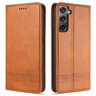 For Samsung Galaxy S21 5G AZNS Magnetic Calf Texture Horizontal Flip Leather Case with Card Slots & Holder & Wallet(Light Brown)