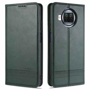 For Xiaomi Mi 10T Lite 5G AZNS Magnetic Calf Texture Horizontal Flip Leather Case with Card Slots & Holder & Wallet(Drak Green)