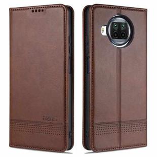 For Xiaomi Mi 10T Lite 5G AZNS Magnetic Calf Texture Horizontal Flip Leather Case with Card Slots & Holder & Wallet(Dark Brown)