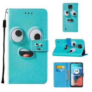 For Motorola Moto E7 Cross Texture Painting Pattern Horizontal Flip Leather Case with Holder & Card Slots & Wallet & Lanyard(Big-eye Monster)