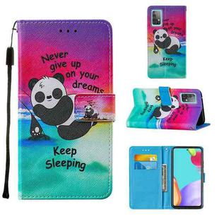 For Samsung Galaxy A52 5G / 4G Cross Texture Painting Pattern Horizontal Flip Leather Case with Holder & Card Slots & Wallet & Lanyard(Sleeping Panda)
