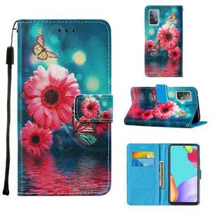 For Samsung Galaxy A52 5G / 4G Cross Texture Painting Pattern Horizontal Flip Leather Case with Holder & Card Slots & Wallet & Lanyard(Chrysanthemum)