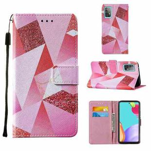 For Samsung Galaxy A52 5G / 4G Cross Texture Painting Pattern Horizontal Flip Leather Case with Holder & Card Slots & Wallet & Lanyard(Pink Rhombus)