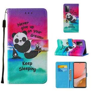 For Samsung Galaxy A72 5G / 4G Cross Texture Painting Pattern Horizontal Flip Leather Case with Holder & Card Slots & Wallet & Lanyard(Sleeping Panda)