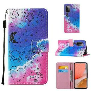 For Samsung Galaxy A72 5G / 4G Cross Texture Painting Pattern Horizontal Flip Leather Case with Holder & Card Slots & Wallet & Lanyard(Love Universe)
