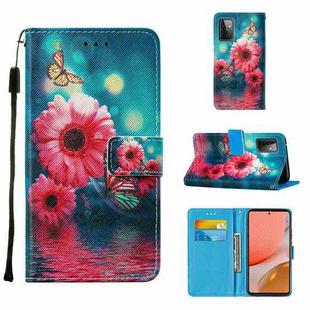 For Samsung Galaxy A72 5G / 4G Cross Texture Painting Pattern Horizontal Flip Leather Case with Holder & Card Slots & Wallet & Lanyard(Chrysanthemum)