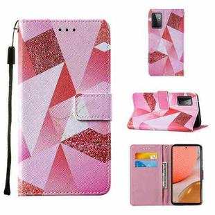 For Samsung Galaxy A72 5G / 4G Cross Texture Painting Pattern Horizontal Flip Leather Case with Holder & Card Slots & Wallet & Lanyard(Pink Rhombus)