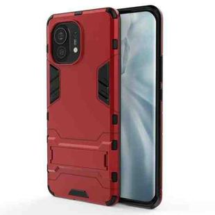 For Xiaomi Mi 11 PC + TPU Shockproof Protective Case with Holder(Red)