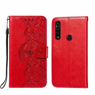 For Motorola Moto G Power Flower Vine Embossing Pattern Horizontal Flip Leather Case with Card Slot & Holder & Wallet & Lanyard(Red)