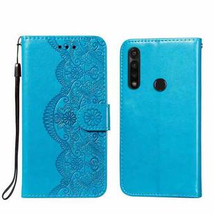 For Motorola Moto G Power Flower Vine Embossing Pattern Horizontal Flip Leather Case with Card Slot & Holder & Wallet & Lanyard(Blue)