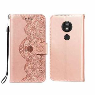 For Motorola Moto E5 Play Go(EU Version) Flower Vine Embossing Pattern Horizontal Flip Leather Case with Card Slot & Holder & Wallet & Lanyard(Rose Gold)