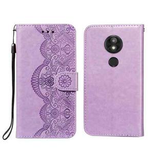 For Motorola Moto E5 Play Go(EU Version) Flower Vine Embossing Pattern Horizontal Flip Leather Case with Card Slot & Holder & Wallet & Lanyard(Purple)