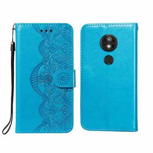 For Motorola Moto E5 Play Go(EU Version) Flower Vine Embossing Pattern Horizontal Flip Leather Case with Card Slot & Holder & Wallet & Lanyard(Blue)