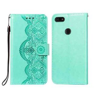 For Motorola Moto E6 Play Flower Vine Embossing Pattern Horizontal Flip Leather Case with Card Slot & Holder & Wallet & Lanyard(Green)