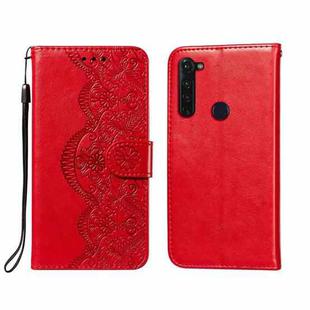 For Motorola Moto G Stylus Flower Vine Embossing Pattern Horizontal Flip Leather Case with Card Slot & Holder & Wallet & Lanyard(Red)