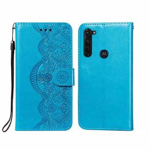 For Motorola Moto G Stylus Flower Vine Embossing Pattern Horizontal Flip Leather Case with Card Slot & Holder & Wallet & Lanyard(Blue)