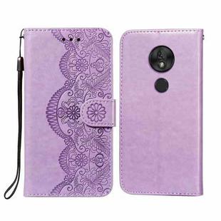 For Motorola Moto G7 Play(EU Version) Flower Vine Embossing Pattern Horizontal Flip Leather Case with Card Slot & Holder & Wallet & Lanyard(Purple)