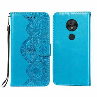 For Motorola Moto G7 Play(EU Version) Flower Vine Embossing Pattern Horizontal Flip Leather Case with Card Slot & Holder & Wallet & Lanyard(Blue)