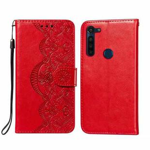 For Motorola Moto G8 Power Flower Vine Embossing Pattern Horizontal Flip Leather Case with Card Slot & Holder & Wallet & Lanyard(Red)