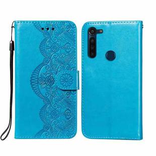 For Motorola Moto G8 Power Flower Vine Embossing Pattern Horizontal Flip Leather Case with Card Slot & Holder & Wallet & Lanyard(Blue)